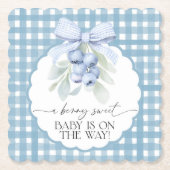 Berry Sweet Blueberry Gingham Baby Shower Kartonnen Onderzetters (Voorkant)