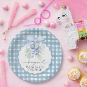 Berry Sweet Blueberry Gingham Baby Shower Papieren Bordje (Feest)