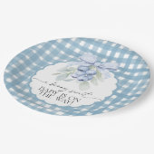 Berry Sweet Blueberry Gingham Baby Shower Papieren Bordje (Gekanteld)