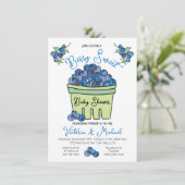 Berry Sweet Blueberry Hand getrokken Baby shower Kaart (Staand voorkant)