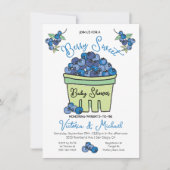 Berry Sweet Blueberry Hand getrokken Baby shower Kaart (Voorkant)