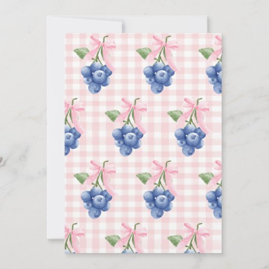 Berry Sweet Blueberry Roze Bow Coquette verjaardag Kaart (Achterkant)