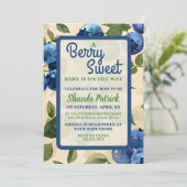 Berry Sweet Blueberry thema Baby shower Kaart (Staand voorkant)