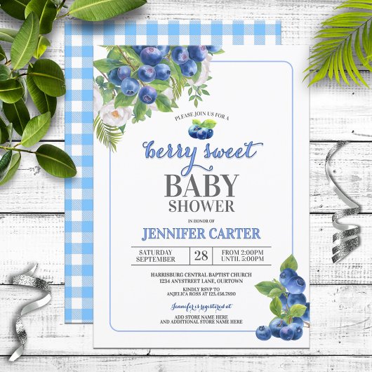Berry Sweet Blueberry thema Baby shower Kaart