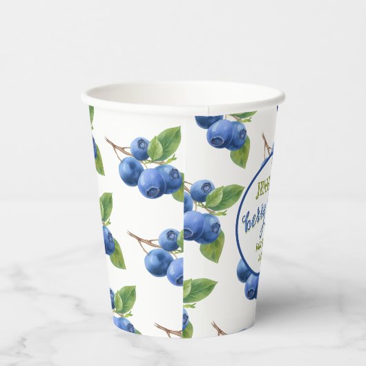Berry Sweet Blueberry thema Baby shower Papieren Bekers (Rechts)