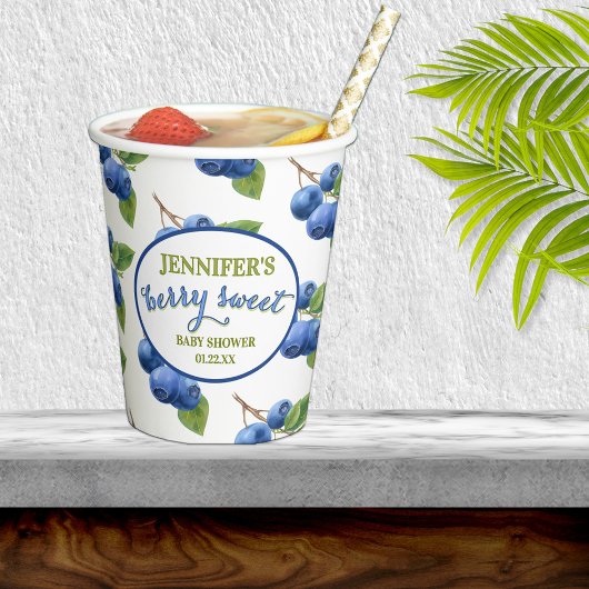 Berry Sweet Blueberry thema Baby shower Papieren Bekers