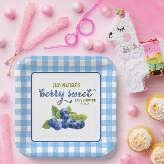 Berry Sweet Blueberry thema Baby shower Papieren Bordje (Feest)