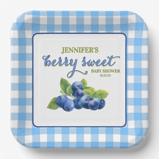 Berry Sweet Blueberry thema Baby shower Papieren Bordje (Voorkant)