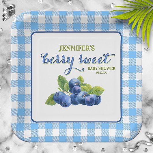Berry Sweet Blueberry thema Baby shower Papieren Bordje