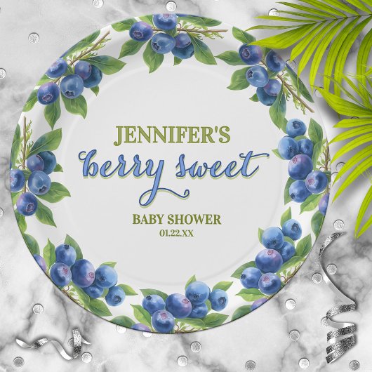 Berry Sweet Blueberry thema Baby shower Papieren Bordje