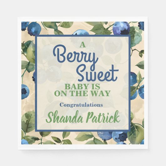 Berry Sweet Blueberry thema Baby shower Servet (Voorkant)