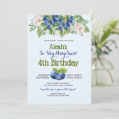 Berry Sweet Blueberry Theme Girl's Verjaardagsfees Kaart (Staand voorkant)