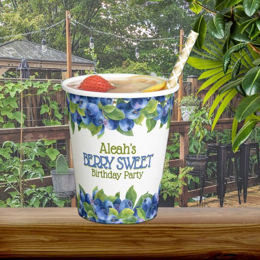 Berry Sweet Blueberry Theme Verjaardagsfeestje Papieren Bekers