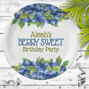 Berry Sweet Blueberry Theme Verjaardagsfeestje Papieren Bordje