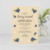 Berry Sweet Blueberry Verjaardag Bord Peachy Sinaa Kaart (Staand voorkant)