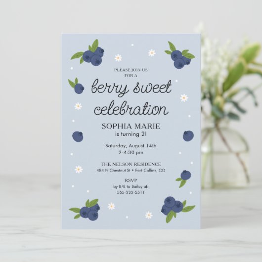 Berry Sweet Blueberry Verjaardag Periwinkle Blauw Kaart