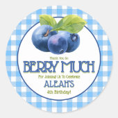 Berry Sweet Blueberry verjaardagsfeestje bedankt Ronde Sticker (Voorkant)