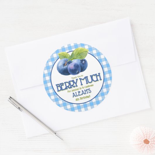 Berry Sweet Blueberry verjaardagsfeestje bedankt Ronde Sticker (Envelop)