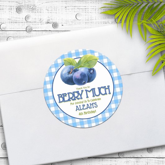Berry Sweet Blueberry verjaardagsfeestje bedankt Ronde Sticker