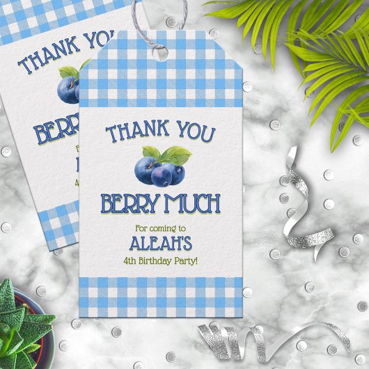 Berry Sweet Blueberry verjaardagsfeestje Cadeaulabel