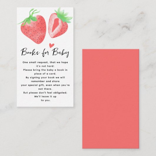 Berry Sweet Boeken voor Baby Girl's Baby shower Informatiekaartje (Voorkant / Achterkant)