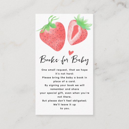 Berry Sweet Boeken voor Baby Girl's Baby shower Informatiekaartje (Voorkant)