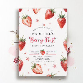 Berry Sweet Boerderij Chic Waterverf 1e Verjaardag Kaart