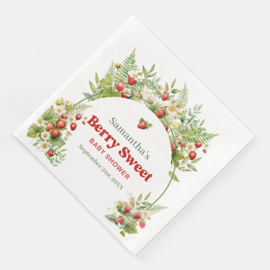 Berry Sweet Boho Arch Wilde Waterverf Aardbei Servet (Hoek)