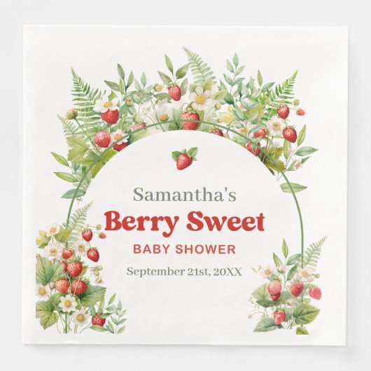 Berry Sweet Boho Arch Wilde Waterverf Aardbei Servet (Voorkant)