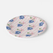 Berry Sweet bosbes 1e verjaardag Pink Gingham Papieren Bordje (Gekanteld)