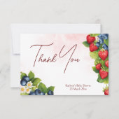 Berry sweet bosbes aardbei baby shower bedankkaart (Voorkant)