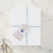 Berry Sweet bosbes verjaardag Pink Bow Gingham Cadeaulabel (Met Touw)