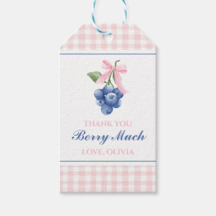 Berry Sweet bosbes verjaardag Pink Bow Gingham Cadeaulabel