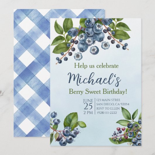 Berry Sweet bosbes zomer Verjaardag uitnodiging (Voorkant / Achterkant)