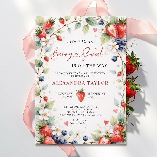 Berry Sweet Botanical Berries Garden Baby Shower Kaart