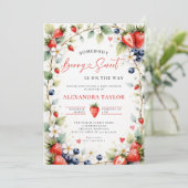 Berry Sweet Botanical Berries Garden Baby Shower Kaart (Staand voorkant)