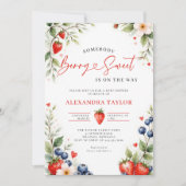 Berry Sweet Botanical Berries Script Baby Shower Kaart (Voorkant)