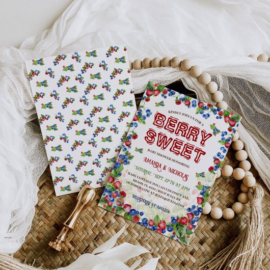 Berry Sweet Botanical Schattige Baby shower Kaart