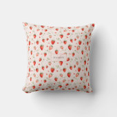 Berry Sweet Botanische Roze Harten Monogram Kussen (Voorkant)