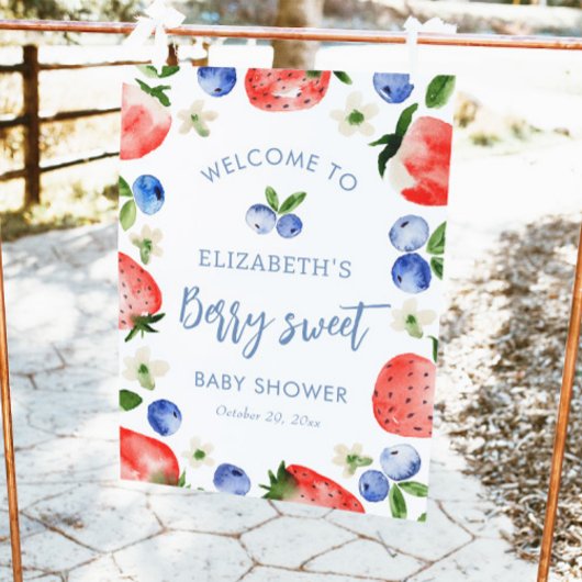 Berry Sweet Boy Baby shower Welkom Poster