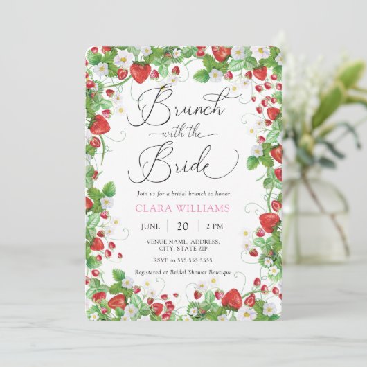 Berry Sweet Brunch met bruid Vrijgezellenfeest Kaart (Staand voorkant)