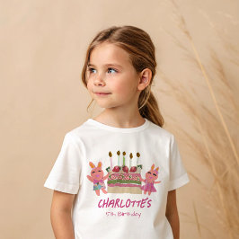 Berry Sweet Bunnies en Cake Kids Verjaardag T-shirt
