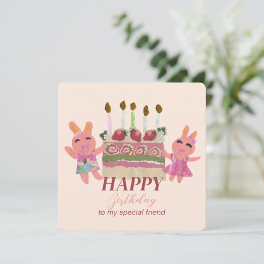 Berry Sweet Bunny Buddies Notitiekaartje (Staand voorkant)