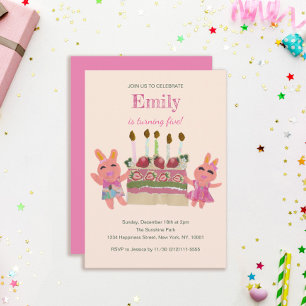Berry Sweet Bunny Buddies  Roze Verjaardag Kaart