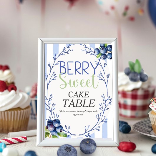 Berry Sweet CAKE TABLE blueberry  Sign  Kaart