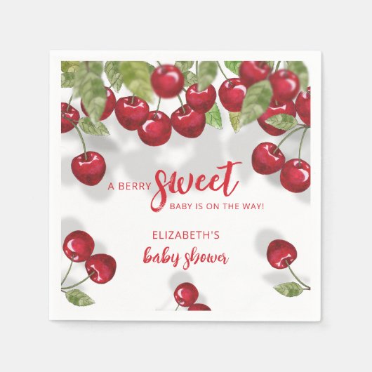 Berry Sweet Cherry Baby shower servetten (Voorkant)