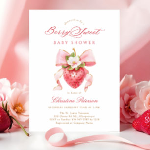Berry Sweet Coquette Bloemen Baby shower Uitnodigi Kaart