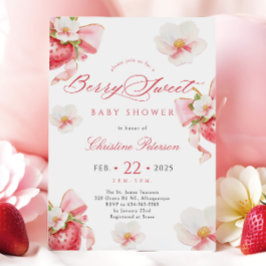 Berry Sweet Coquette Spring Baby shower Invitation Kaart
