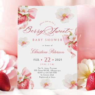 Berry Sweet Coquette Spring Baby shower Invitation Kaart