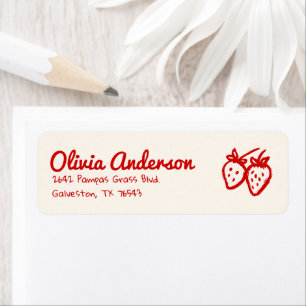 Berry Sweet Cream Drawn Aardbeien Baby shower Etiket